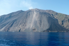 View of Stromboli, volcano of the Aeolian Islands Archipelago, Italy